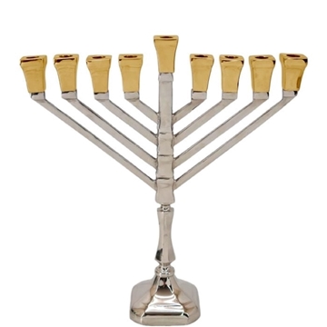 חנוכיה "BRASS NICKEL GOLD" דגם חב"ד - גודל S