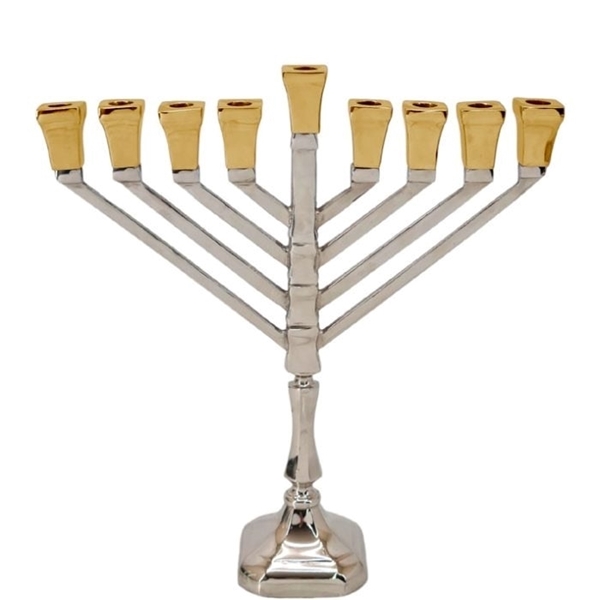 חנוכיה "BRASS NICKEL GOLD" דגם חב"ד - גודל S