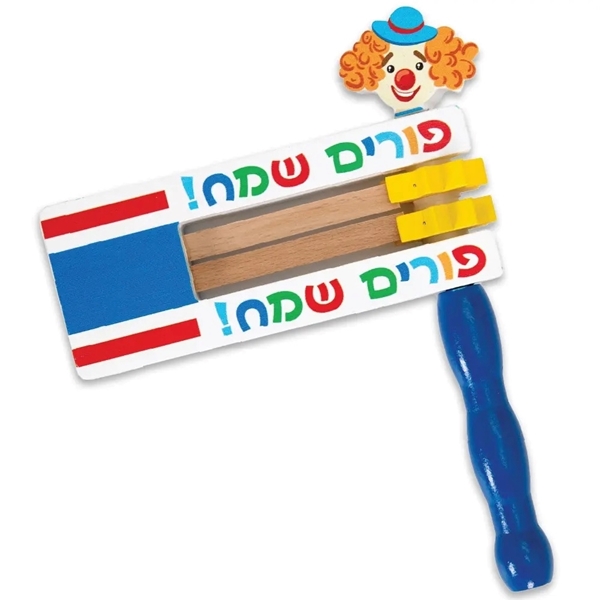 תמונה של רעשן עץ צבעוני ליצן